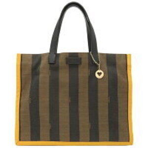 Fendi Pecan Canvas Tote Bag Brown Yellow
